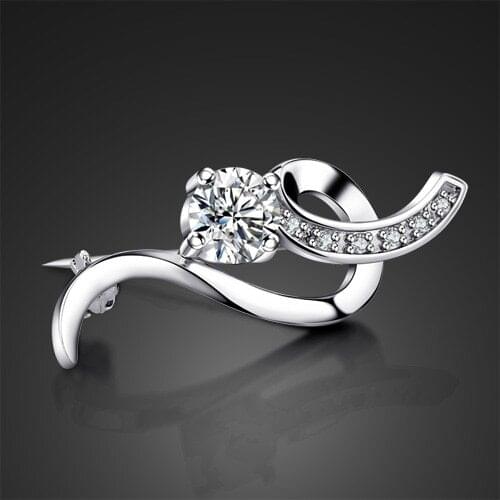 Fashion women models 925 sterling silver brooch charm jewelry birthday gift zircon inlaid design solid silver jewelry best gift