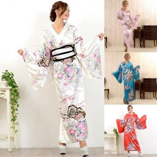Kimono Cosplay Cardigan for Fashion Women Japanese Fashion Evening Dress Costumes Casual Floral Print Long Robe Vintage Yukata