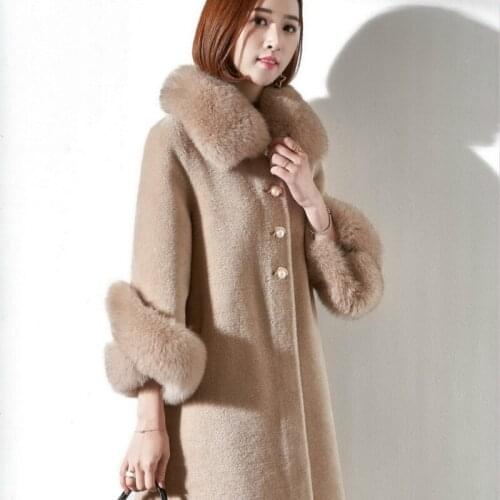Korean Sheep Shearing Real Winter Coat Fox Fur Collar Jacket Women Clothes 2020 Manteau Femme JS2205 YY2200