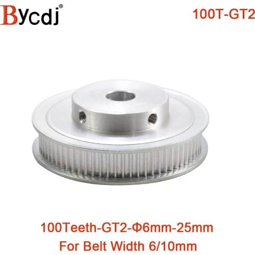 100 Teeth 2GT Timing Pulley Bore 6/6.35/8/10/12/12.7/14/15/16/19/20/22/25mm for GT2 Synchronous belt width 6/10mm 100Teeth 100T