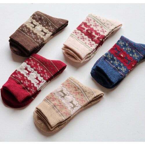 10pairs/Lot Women socks Winter Warm Lady Socks Christmas Golden Deer Wool Socks thicken Socks