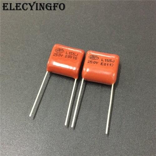 10pcs CBB 155 250V 155J CL21 1.5uF P15 Metallized Polypropylene Film Capacitor