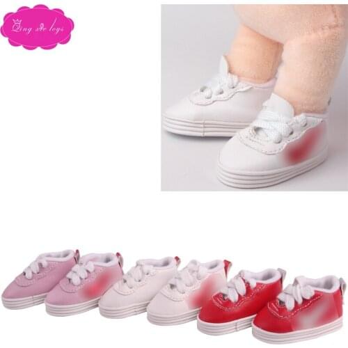 14.5-inch Girls doll shoes Fashion sports shoes PU American new born gym shoe Star doll Sneakers Baby toys fit milo doll x50
