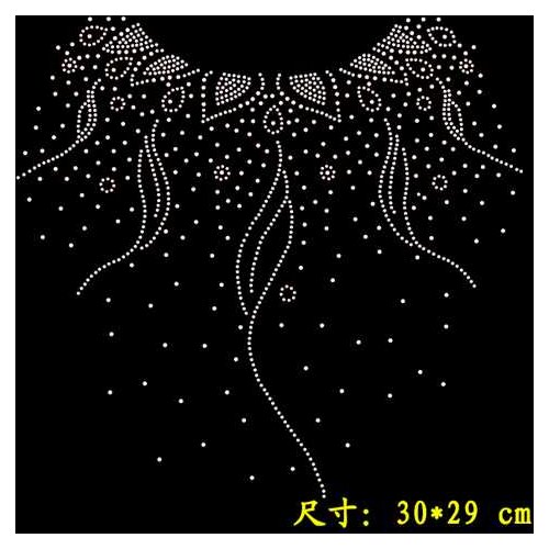 2pc/lot Sweater sticker design iron on rhinestone transfer designs hot fix rhinestone motif patch applique