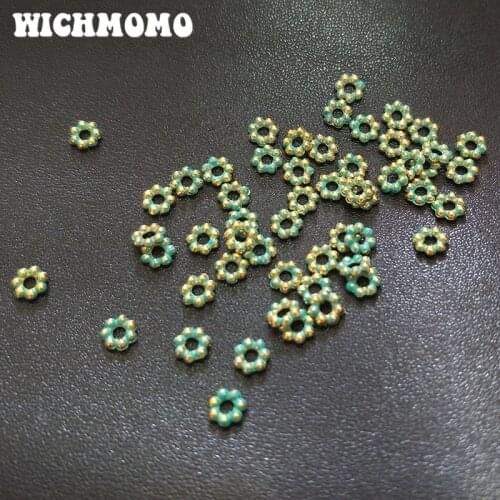 2019 New 400PCS 5MM Retro Zinc Alloy Green Round Flower Spacer Interval Beads for DIY Necklace Jewelry Accessories