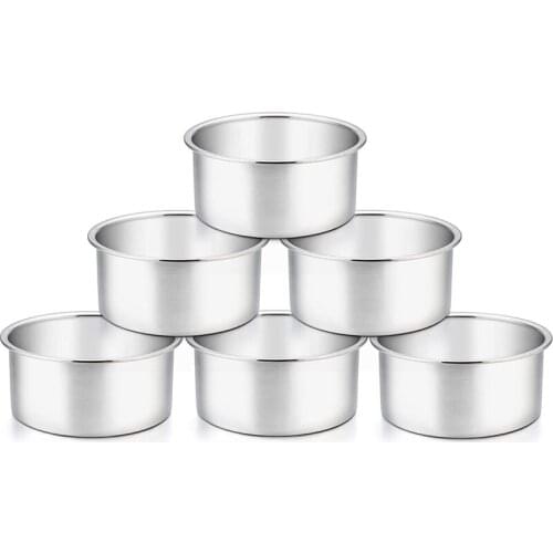 4 Inch Cake Pan,6 Piece Mini Cake Pan Round Tier Baking Cake Pans Set for Baking Steaming,Baking Round Cake Pan