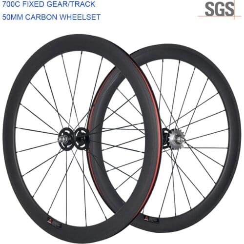 700C Carbon Wheels 50mm Track Bike Front+Rear Carbon Wheelset Fixed Gear Wheels