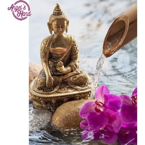 Full Square drill 5D DIY Diamond Embroidery Buddha orchid Diamond Painting Cross Stitch Rhinestone Mosaic decoration