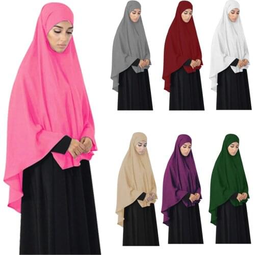 Long Khimar Amira Hijab Scarf Muslim Women Overhead Prayer Dress Abaya Jilbab Islamic Clothing Middle East Niqab Burqa Ramadan