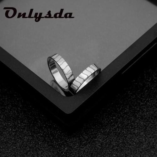 Dropshipping Smooth Stainless Steel Couple Ripple Rings Simple Women Men Lovers Wedding Jewelry Engagement Gifts OSR677