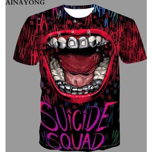 2021 Summer Pop Tees Tops Funny Big Mouth Print Hip Hop Men T-Shirt Fashion O-Neck Short Sleeve Quick Dry Male Streetwear 4XL