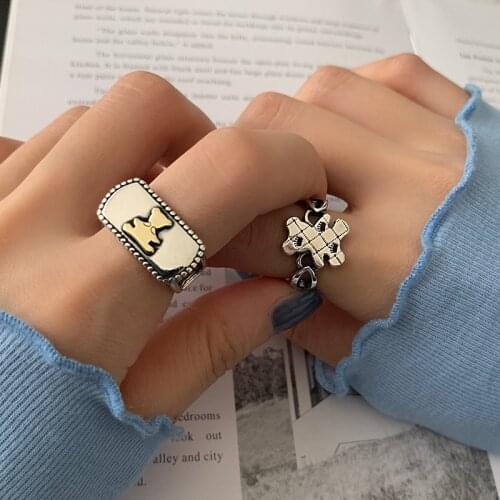 Fashion Vintage Face Crying Adjustable Alloy Ring Tears Expression Open Rings Geometric Cute Color Jewelry for Women Accessorry