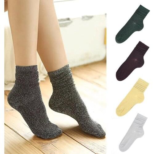 HOT SALES!!! New Arrival Fashion Women Glitter Shiny Socks Autumn Winter Solid Color Casual Socks Gift Wholesale Dropshipping