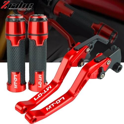 MT07 LOGO Motorcycle Adjustable Brake Clutch Lever Handle Hand Grips For Yamaha MT 07 MT-07 2014-2021 2016 2017 2018 2019 2020