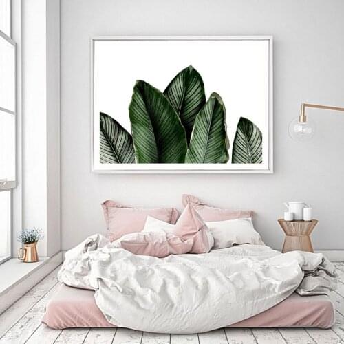 Green Leaves Poster Nordic Canvas Painting Palm leaf Wall Art Pictures For Living Room Modern Home Decorative Prins On The Wall