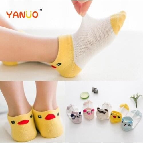 1 Pair Baby Socks Kids Toddler Cotton Summer Mesh Thin Super Low Cut Ankle Socks Breathable Cartoon Fashion Middle Tube Socks