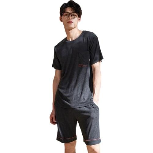 New Summer O-Neck Pajama Sets Man Plus Size Modal Cotton Pajamas Shorts Sleeve Shorts Sleep Wear Pijamas Pyjama Mujer 3XL Pajama