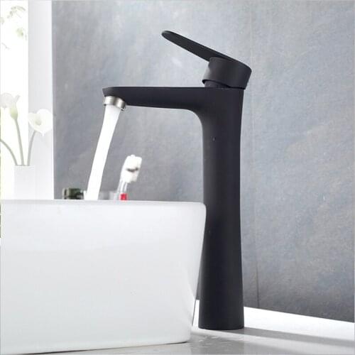 Stainless Steel Paint Basin Faucet Bathroom Sink Mixer Tap Single Handle Vanity Hot and Cold Water Mixer Tap Crane Deck Mounted
