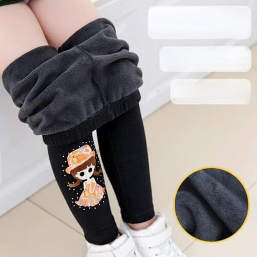 2021 Autumn Winter Leggings for Girls Pants Children Thick Warm Trousers Girls Leggings with Fleece Warm Cotton Leggings W342