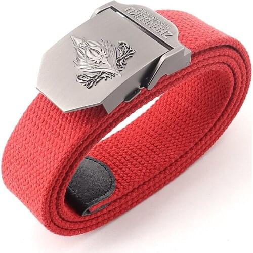 New Canvas Outdoor Tactical Army Belt 3D Flame pattern Metal Buckle Unisex Jeans Belt Mens Military Training Belts Male Strap