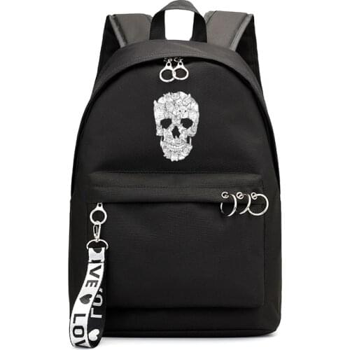 Skull Cat Backpack Kawaii Girls Anime School Bags Kpop Style Brand Laptop Schoolbag Harajuku Bookbag for Women Backpacks Femme