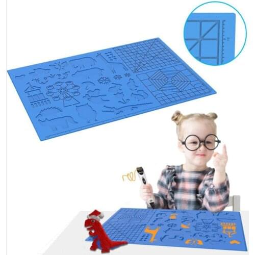 3D Printing Pen Silicone Design Mat with Basic Template, with 2 Silicone Finger Caps, Great 3D Pen Drawing Tools