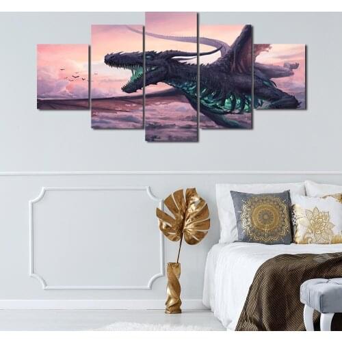 Modern Canvas Painting Sky Dragon Posters and Prints Wall Art Picture for Living Room Home Decor with Frame