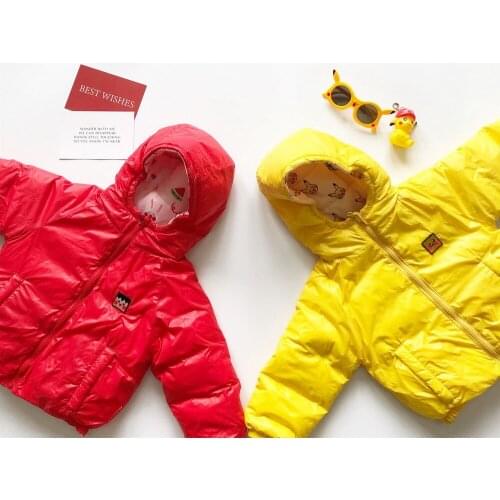Tonytaobaby Childrens Clothing Boys and Girls Wear Candy Clothes on Both Sides Lovely Cartoon Light and Thin Down Coat
