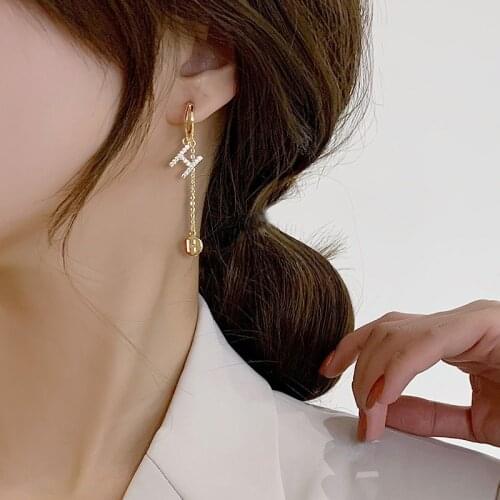 Trend Exquisite Letter H Pendant Earrings Creative Design Sense Long Tassel Eardrop Premium Texture Female Jewelry Gifts