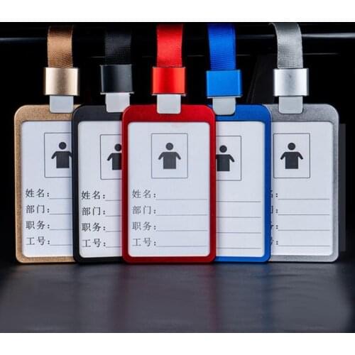 Women Men Aluminum Alloy Card Holder Protector Cover Business Work Name Card ID Badge Lanyard Metal Case Credit Card Holder Bag