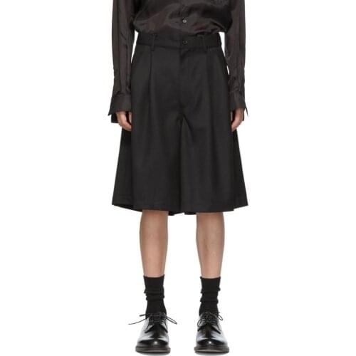 Korea Black Pleated Wide Leg Pants Fashion New Women 2020 Summer Elastic Waist Pocket Elegant Style Calf Length Pants DMY