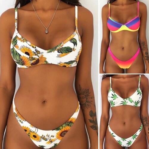Women Bikini Set New Print Push-up Padded Bra Bikini Set Triangle Swimwear Swimsuit Bathing Beach Summer