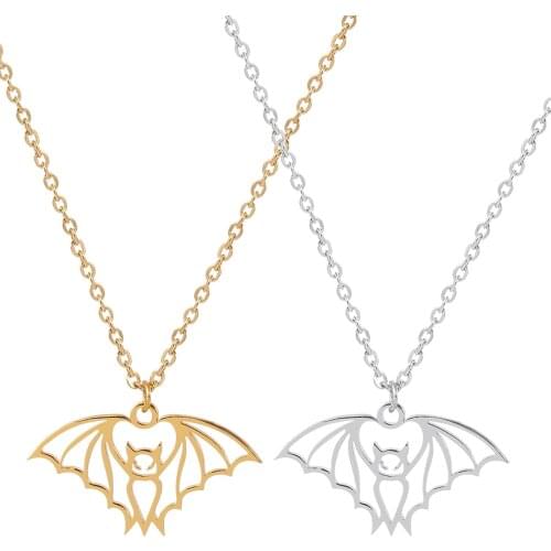2020 Gothic Stainless Steel Bat Pendant Necklaces for Women Gold Silver Color Choker Necklace Jewelry collar mujer