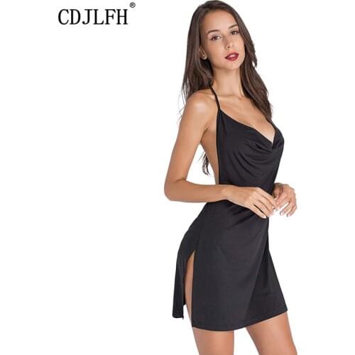 CDJLFH Fashion Dress Women Sleeveless Party Club Bodycon Dresses Summer Solid Spaghetti Straps Backless Sexy Bandage Mini Dress