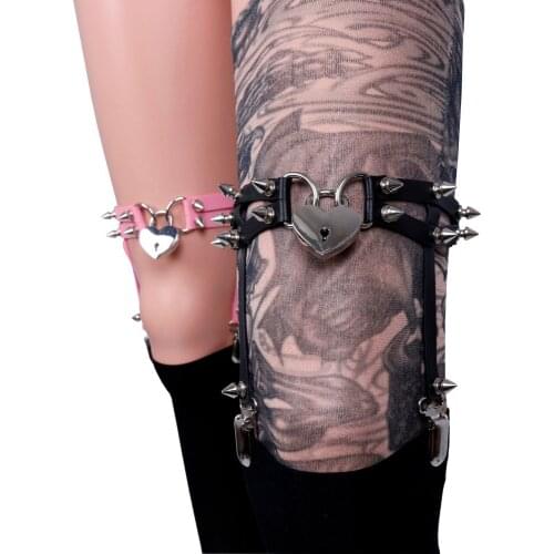 Harajuku harness for women leggings garter belt LOCK OF LOVE Heart garter belts suspenders