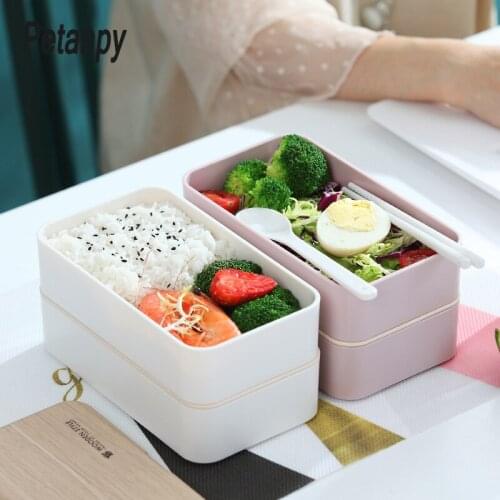 2 Layer Microwave Lunch Box Imitation wood Bento Box Kids Food Container Storage Portable School Picnic With Lunch Bag 1200ml