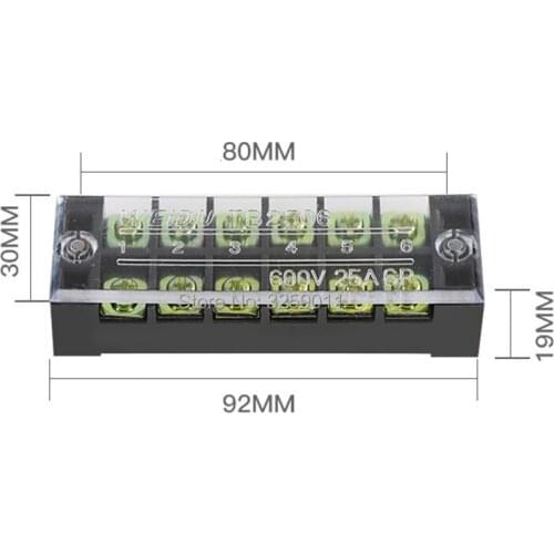20PCS TB-2506 TB25A06P Suyep 6 Positions Dual Rows 600V 25A Wire Barrier Block Terminal Strip copper