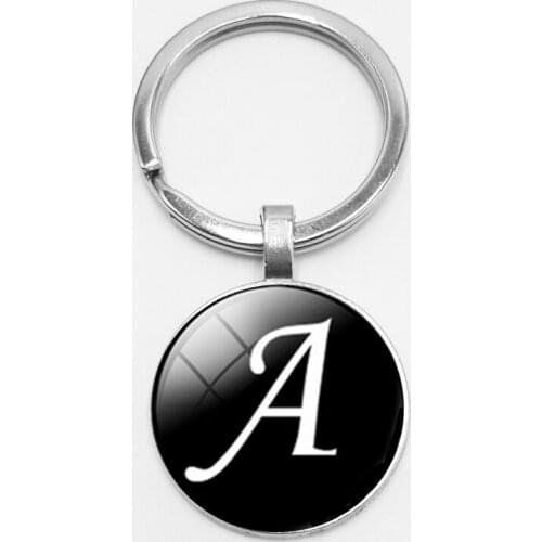 25mm Fashion Handmade Keychain A-M English Digital Gift Convex Magic High Quality Car Keychain Hang Buckle