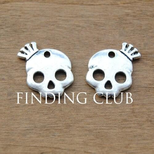 30 pcs Silver Color Queen Skull Charms Pendants Jewelry Craft DIY Jewelry Pendant Findings 23x16mm A622