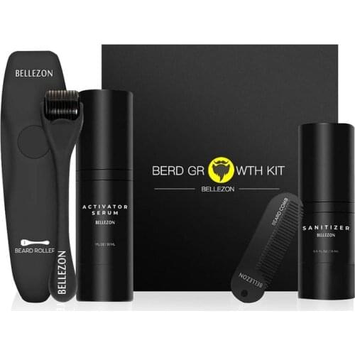 4 Pcs/set Barbe Beard Growth Kit Hair Growth Enhancer Thicker Oil Nourishing Essence Leave-in Conditioner Beard Care with Comb