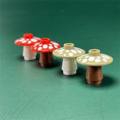 50pcs/lot MOC Bricks Food Dish 2 x 2 Inverted with Mushroom Spots Pattern Cone 1 x 1 with Top Groove Building Blocks kids gift