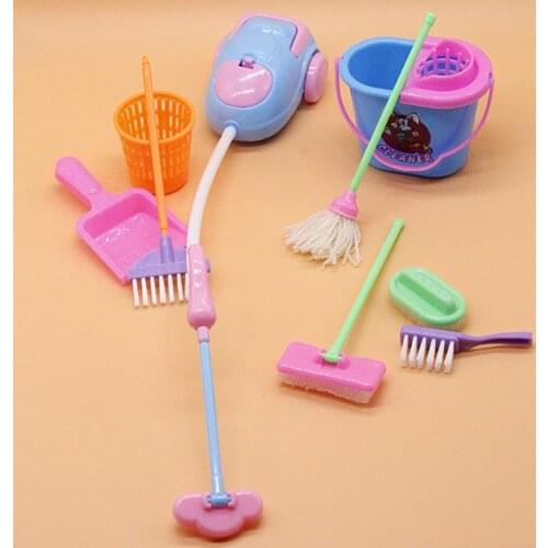 Children Toy Cleaning Appliances Dollhouse Simulation Toy Household Tool Miniature Mop Bucket Brush Housework Set