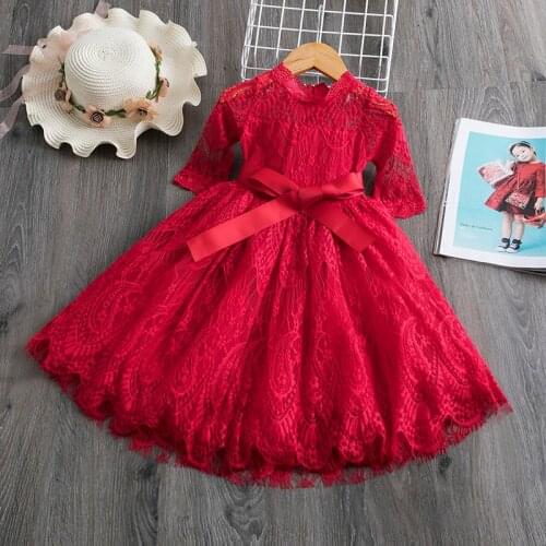 Kids Dresses for Girls Elegant White Lace Princess Party Dress for 3 4 5 6 7 8 Yrs Childrens Wedding Clothes Party Gown Vestido