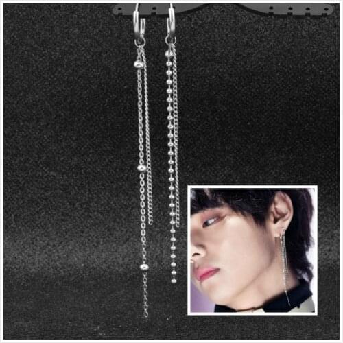 Punk Long Tassel Beads Fashion Earring Kpop Kim Tae Hyung Same Earrings men unisex jewelry Bangtan Boys Fans for boyfriend