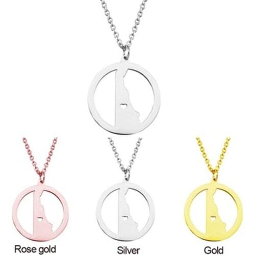 European and American personality fashion stainless steel map necklace High quality Delaware pendant Factory female jewelry