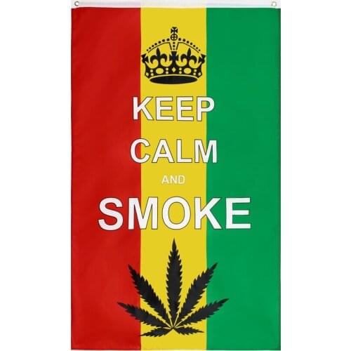 Yehoy 90x150cm keep calm and smoke weed Flag For Bar Party Music Festival Tattoo Shop