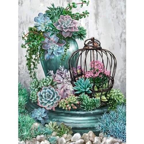 GATYZTORY Cross Stitch Embroidery Flower Cotton Thread Painting DIY Needlework Kits Home Decoration Wall Art