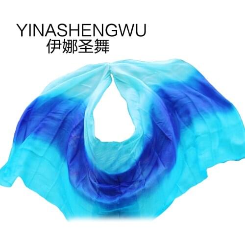 Customized 100% Silk Veil Belly Dancing Handmade Dyed Veils Scarf Shawl Belly Dance Accessories Rainbow Mixed Color 180 cm Size