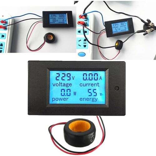 AC Voltage Meters 100A/80~260V Power Energy Voltmeter Ammeter Watt Current Amps Volt Meter LCD Panel Monitor
