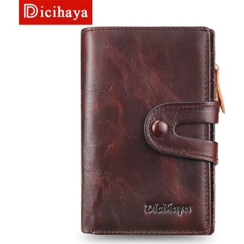 DICIHAYA Cow Leather Men Short Wallet Casual Genuine Leather Male Wallet Purse Standard Card Holders Wallets For Men Coin Bag